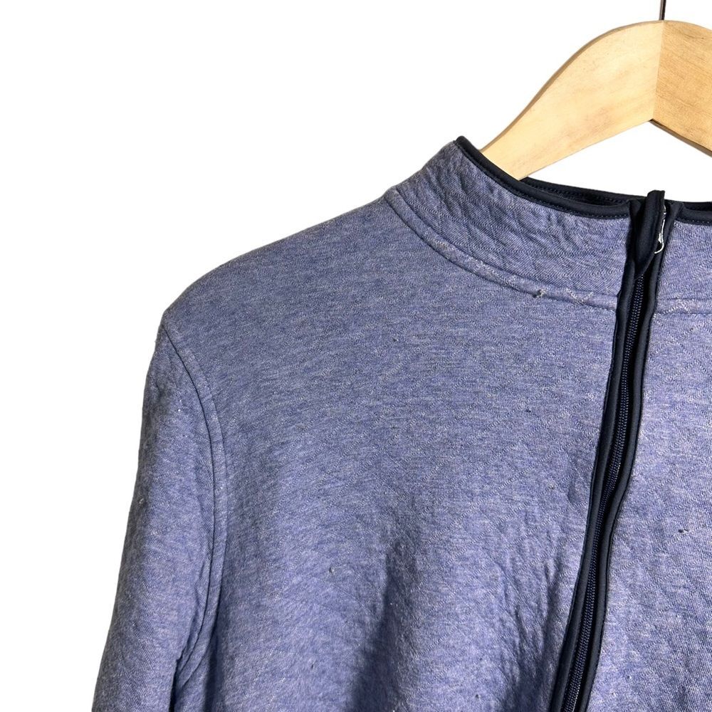 J. Jill Fit Womens Sz L Blue Half Zip Quilted Pullover Sweater Cotton Blend - Picture 4 of 7